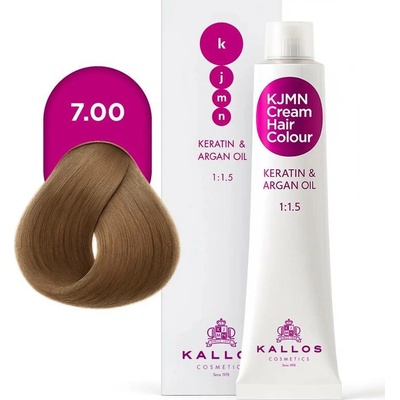 Kallos KJMN s keratinem a arganovým olejem 7.00 Medium Blond Plus Cream Hair Colour 1:1.5 100 ml