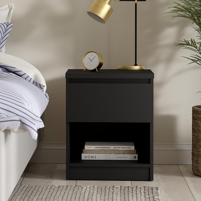 Нощно шкафче Naia с 1 чекмедже Черен мат