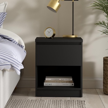 Нощно шкафче Naia с 1 чекмедже Черен мат