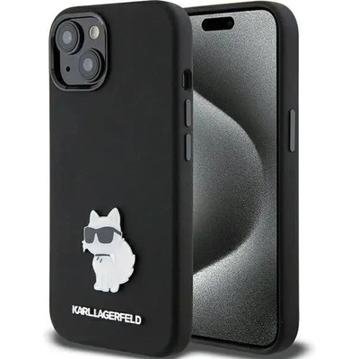 KARL LAGERFELD Кейс Karl Lagerfeld Silicone Choupette Metal Pin за iPhone 15 Plus / 14 Plus, черен (3666339166366)