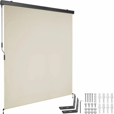 tectake 406137 zvislá markíza eloise s 2 nástennými držiakmi 140 x 250 cm, béžová