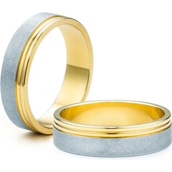 Image 1 of SAVICKI Сватбени халки: двуцветно злато, плоски. 5 мм