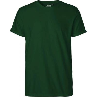 Neutral pánske tričko s ohrnutými rukávmi fľaškovo zelené