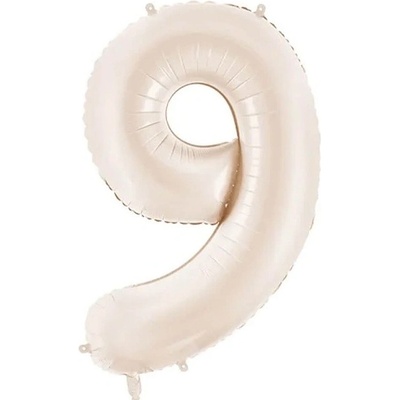 PartyDeco Balónek fóliový číslo 9 světle teplá béžová 86 cm