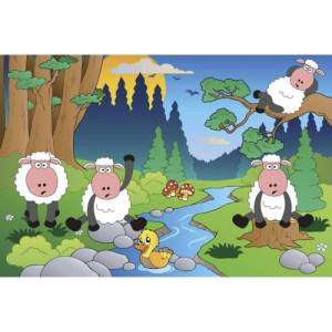 DIMEX ART Флизелинов фототапет овце в гората 375 x 250 см
