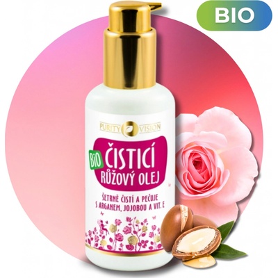 Purity Vision BIO Růžový čistící olej s Arganem, Jojobou a Vit.E 100 ml – Hledejceny.cz