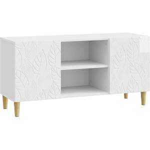 vidaXL ТВ шкаф 102 x 34, 5 x 50 см Бял гланц Инженерна дървесина (895159)