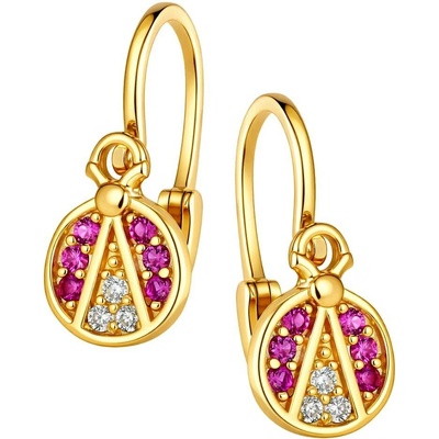 Zlaton Visací náušnice žluté zlato beruška se zirkony 1.3cm 1.35g 000262006222
