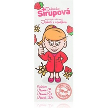 Doktor Sirup Doktorka Sirupová kalciová sirup na podporu zdravia kostí a zubov príchuť Strawberries with vanilla 100 ml