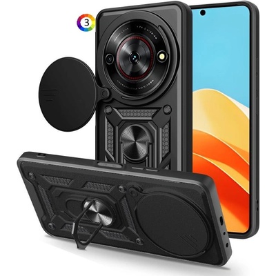 ZTE nubia Focus / Blade A75 5G Удароустойчив калъф с Протектор и Плъзгащ се капак за камерата, Магнитен + Ринг Стойка Черен, Тъмносин, Червен)
