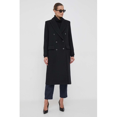 Sisley Вълнено палто Sisley в черно преходен модел с двуредно закопчаване (2HCLLN02V.100)