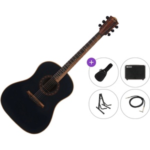 BromoGuitars BAT9MEBK Premium SET Black Електро-акустична китара Дреднаут