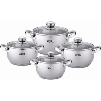 Voltz Комплект тенджери Oliver Voltz OV51210G8B, 8 части, Многослойно дъно, Индукция, Неръждаема стомана, Сребрист (OV51210G8B)