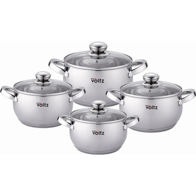 Voltz Комплект тенджери Oliver Voltz OV51210G8B, 8 части, Многослойно дъно, Индукция, Неръждаема стомана, Сребрист (OV51210G8B)