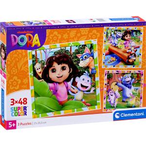 Clementoni Детски пъзел Clementoni от 3 x 48 части - Дора изследователката (25078) - baby