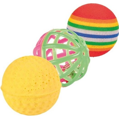 Sada 3 ks plastových míčků s rolničkou 3,5-4 cm