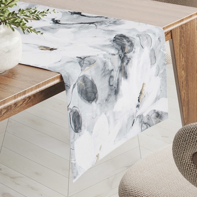 Biante Zamatový behúň Tamara TMR-006 Designové kvety na sivom 20x120cm