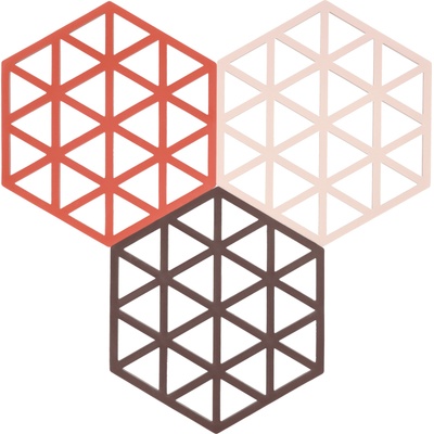 Zone Denmark Triangles Поставки за горещи съдове червени нюанси, 3 бр (36857)