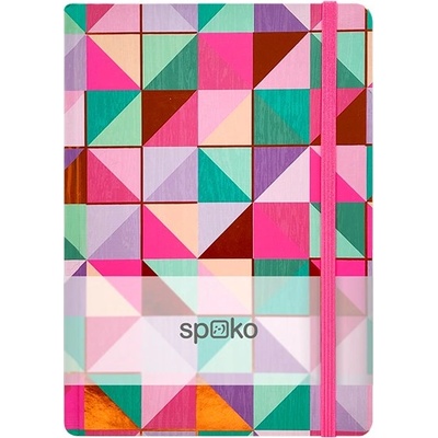 Spoko Тефтер с линийка spoko a/5 96 страници гумена твърда корица цветна мозайка s081510303 (s081510303)