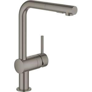 GROHE Кухненски смесител Grohe Minta с издърпващ се душ, 2 вида струя, четкан антрацит, твърд графит (30274AL0)