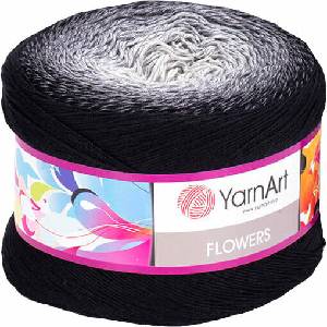 YARNART Flowers 253 Grey White Плетива прежда (Flowers 253)