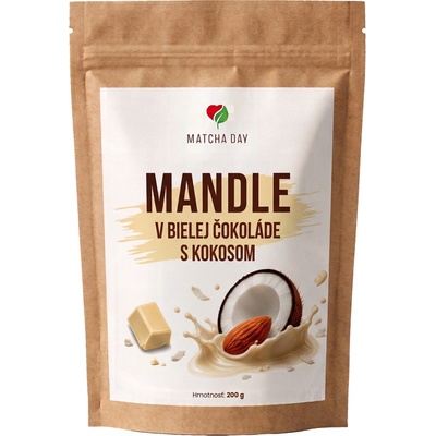 MatchaDay Mandle v bielej čokoláde s kokosom 200 g