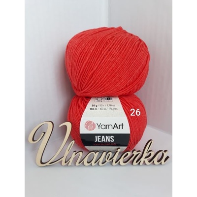 YarnArt Jeans 26 světlejší červená