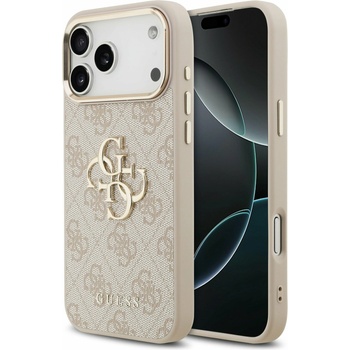 GUESS PU Leather 4G Metal Logo Gold Frame Задна Обвивка за iPhone 17 Pro Max Pink Guess | Rozov | ЖЕНИ | UNI