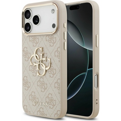 GUESS PU Leather 4G Metal Logo Gold Frame Задна Обвивка за iPhone 17 Pro Max Pink Guess | Rozov | ЖЕНИ | UNI