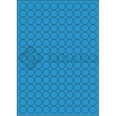 Labelea Samolepiace etikety kruh 18x18 mm farebné papierové, na hárku A4, pre laserovú a atramentovú tlač, Farba etikiet Modrá, Počet hárkov v balení 100 EPY999018PB150S