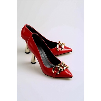 Moda Trend Дамски лачени обувки с декоративен елемент - Червени #369543 (369543_Червен)