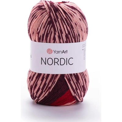 Yarn Art příze Nordic 664 červená, růžová a vínová