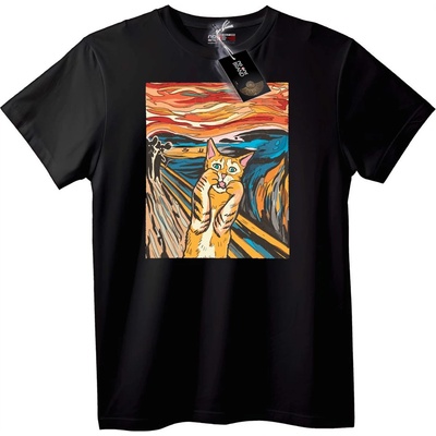 NOONEBRAND Тениска Крещяща Котка - 7XL, Black
