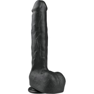 EasyToys - дилдо с вендуза и тестиси - голям, 29, 5 см, черен