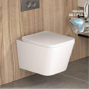 Inter Ceramic Конзолна тоалетна чиния ICC 5135MW, седалка и капак, порцелан, бял, 52x37x36см (5135MW)
