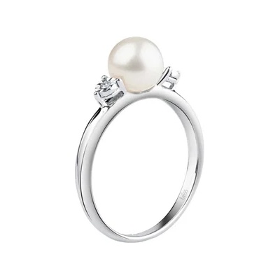 Bliss Дамски пръстен от бяло злато с диамант и перла Bliss 20070966 (20070966)