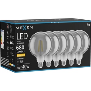 Mexen Vintis 6x LED нажежаема жичка крушка E27, G125, 8W, Топла - 2700K, 680 lm, опушено (L158-E27-0827-70x06)