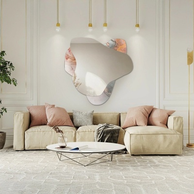 Alfaram Nepravidelné zrkadlo na ružovom mramore – MARBLE FIORATO 80x80