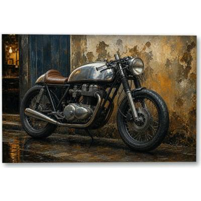 Plakát – Klasická motorka u oprýskané zdi Bez rámu Ano Bez rámu 135 × 90 cm