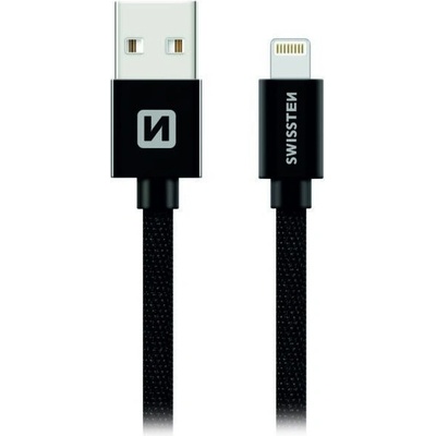 Swissten 71524201 USB 2.0 typ A na Lightning, USB 2.0, zástrčka A - zástrčka Lightning, MFi, opletený, 1,2m, černý