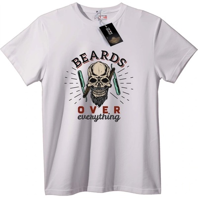 NOONEBRAND Тениска Брадите Над Всичко Череп - 2XL, White
