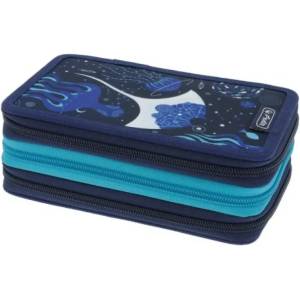 Herlitz Ученически несесер троен празен, мотиви Wimmel mix, Deep Ocean - Herlitz