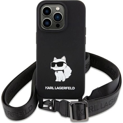 KARL LAGERFELD Кейс Karl Lagerfeld KLHCP15SSCBSCNK за iPhone 15 6.1", твърд, черен / черен, Crossbody Silicone Choupette (3666339167554)