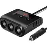  РАЗКЛОНИТЕЛ ЗА ЗАПАЛКА С ВОЛТМЕТЪР, 3 ГНЕЗДА, 4 x USB, ЧЕРЕН (CLP 4USB)