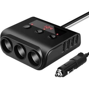  РАЗКЛОНИТЕЛ ЗА ЗАПАЛКА С ВОЛТМЕТЪР, 3 ГНЕЗДА, 4 x USB, ЧЕРЕН (CLP 4USB)