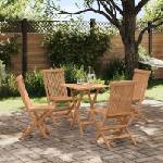 vidaXL Сгъваема градинска трапезария Регулируем 5 pcs Естествен (3437394)