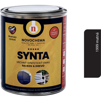 Novochema Synta vrchní syntetický email na kov a dřevo 5 kg 1999 Černá matná