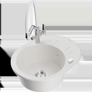 Mexen Kevin Гранитна мивка с 1 камера и кухненски смесител Duo, бял - 6517-20-671701-02 (6517-20-671701-02)