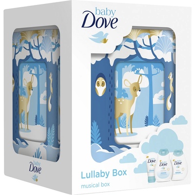 Dove Baby Rich Moisture šampon na tělo a vlasy 200 ml + tělové mléko 200 ml + krém na opruzeniny 45 g + hrací skříňka dárková sada