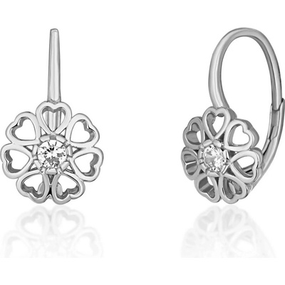 JVD Strieborné visiace náušnice Srdcový kvet so zirkónmi SVLE1514XH20000
